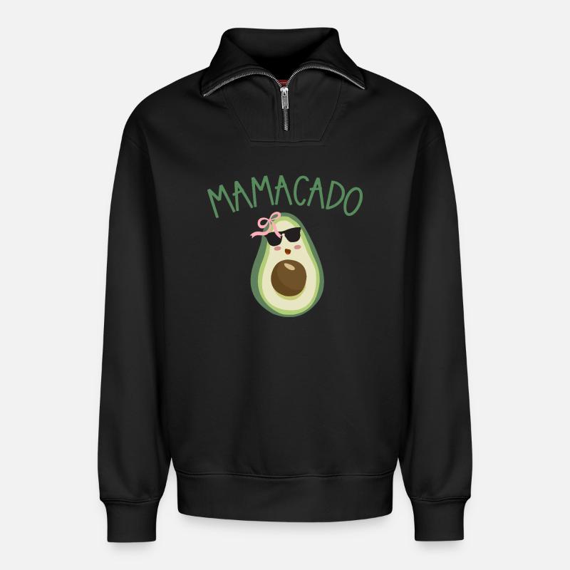 Mamacado Avocado Stil - Relaxed Unisex Organic Half Zip Sweatshirt – von SPREAD - Schwarz