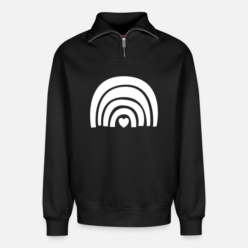 Regenbogen Rainbow - Relaxed Unisex Organic Half Zip Sweatshirt – von SPREAD - Schwarz
