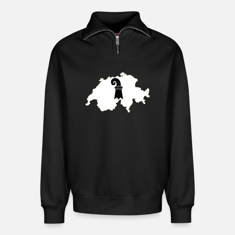 Basel-Stadt, Schweiz - Relaxed Unisex Organic Half Zip Sweatshirt – von SPREAD - Schwarz