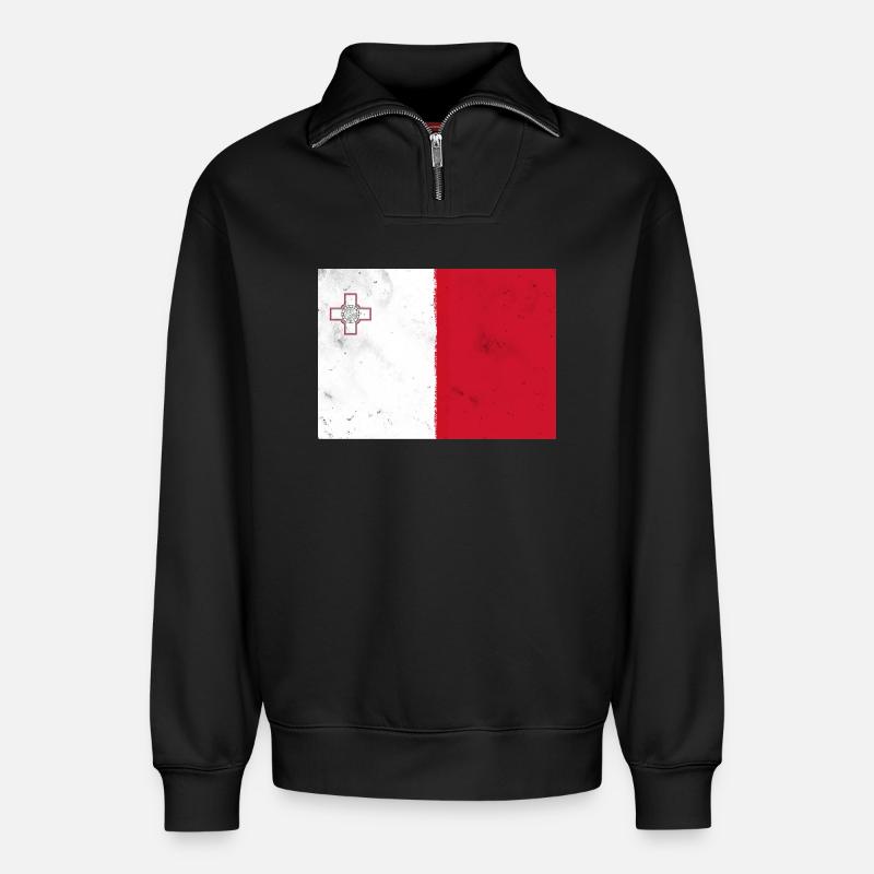 Flagge von Malta - Relaxed Unisex Organic Half Zip Sweatshirt – von SPREAD - Schwarz