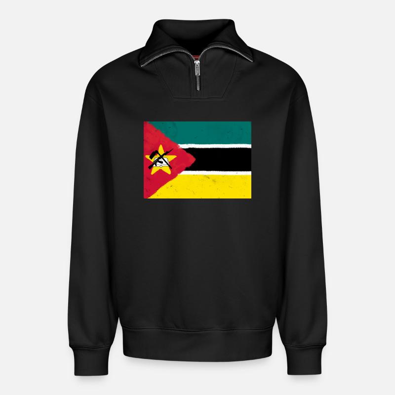Flagge von Mosambik - Relaxed Unisex Organic Half Zip Sweatshirt – von SPREAD - Schwarz