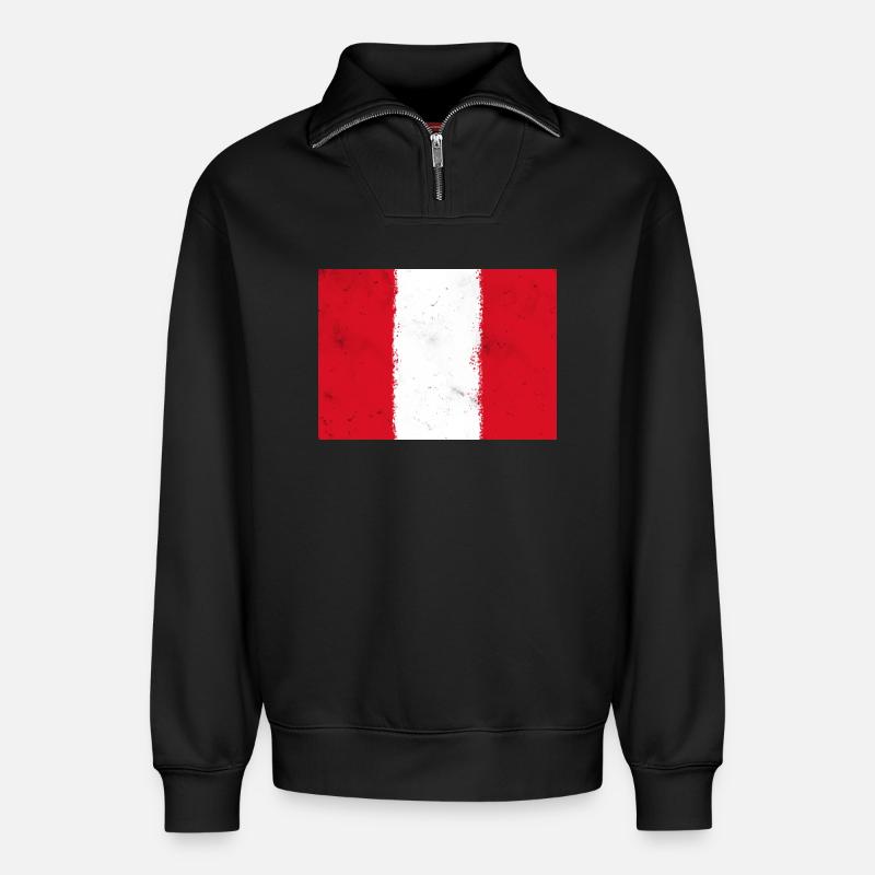 Flagge von Peru - Relaxed Unisex Organic Half Zip Sweatshirt – von SPREAD - Schwarz