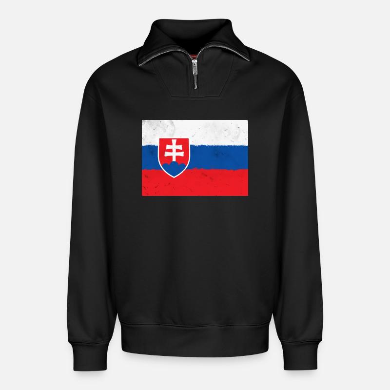 Flagge der Slowakei - Relaxed Unisex Organic Half Zip Sweatshirt – von SPREAD - Schwarz