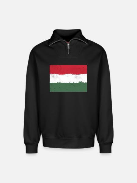 Flag of Hungary - Relaxed Unisex Organic Half Zip Sweatshirt – by SPREAD - black