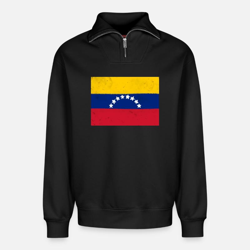 Drapeau du Venezuela - Sweat unisexe décontracté en coton biologique à demi-zip – de SPREAD - noir