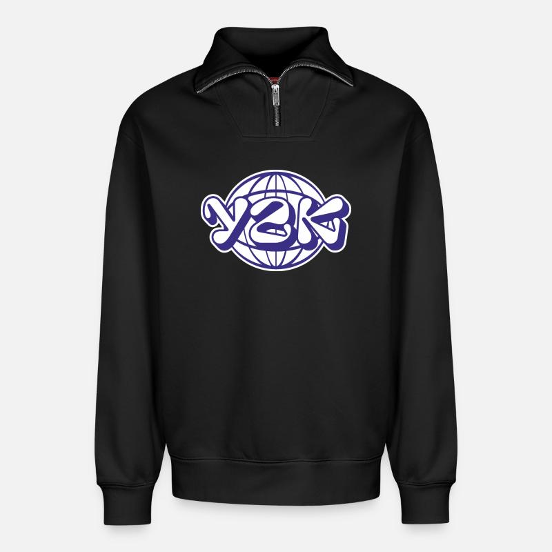 Y2K - Relaxed Unisex Organic Half Zip Sweatshirt – von SPREAD - Schwarz
