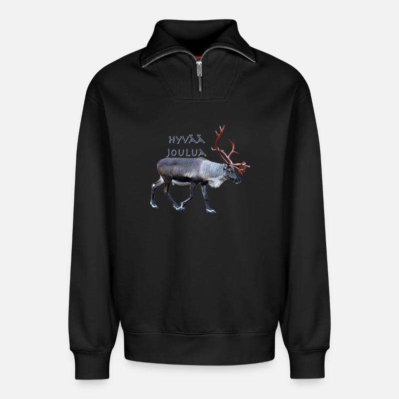 Hyvaa Joulua - Relaxed Unisex Organic Half Zip Sweatshirt – von SPREAD - Schwarz