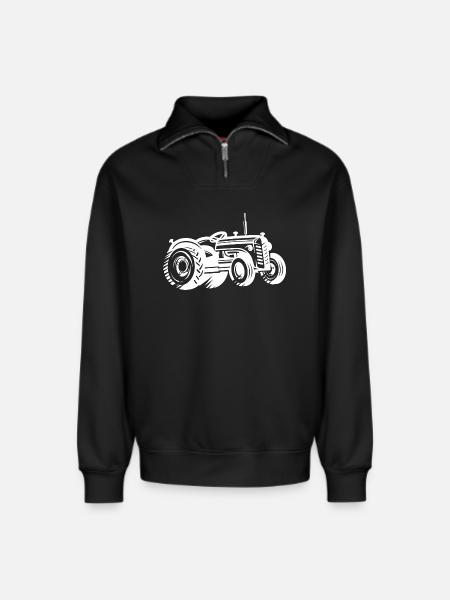 Tractor Silhouette Farmer Agriculture - Relaxed Unisex Organic Half Zip Sweatshirt – by SPREAD - black