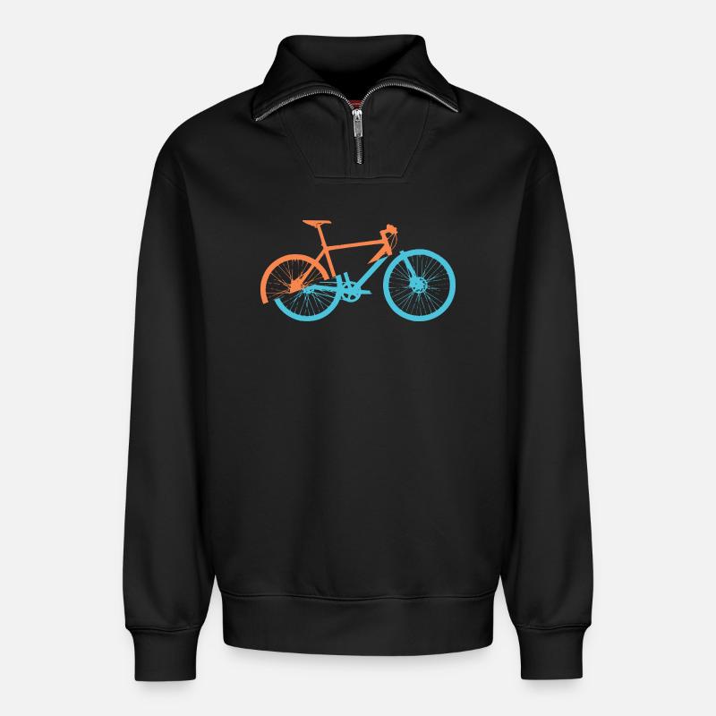 Conception dynamique du vélo - Sweat unisexe décontracté en coton biologique à demi-zip – de SPREAD - noir