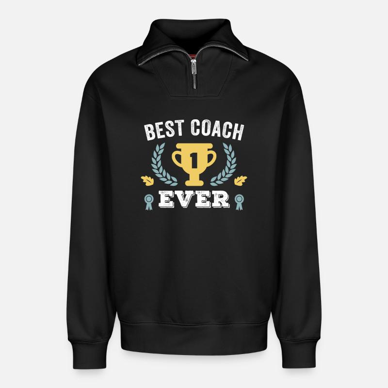 Bester Coach aller Zeiten - Relaxed Unisex Organic Half Zip Sweatshirt – von SPREAD - Schwarz