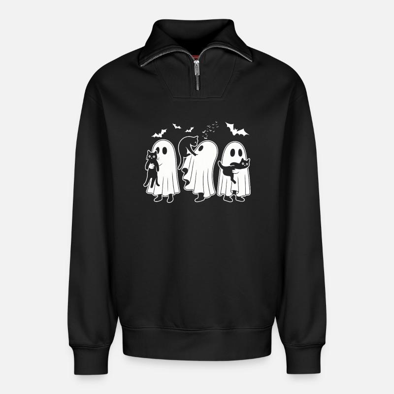 Halloween Cat Lovers  - Relaxed Unisex Organic Half Zip Sweatshirt – von SPREAD - Schwarz