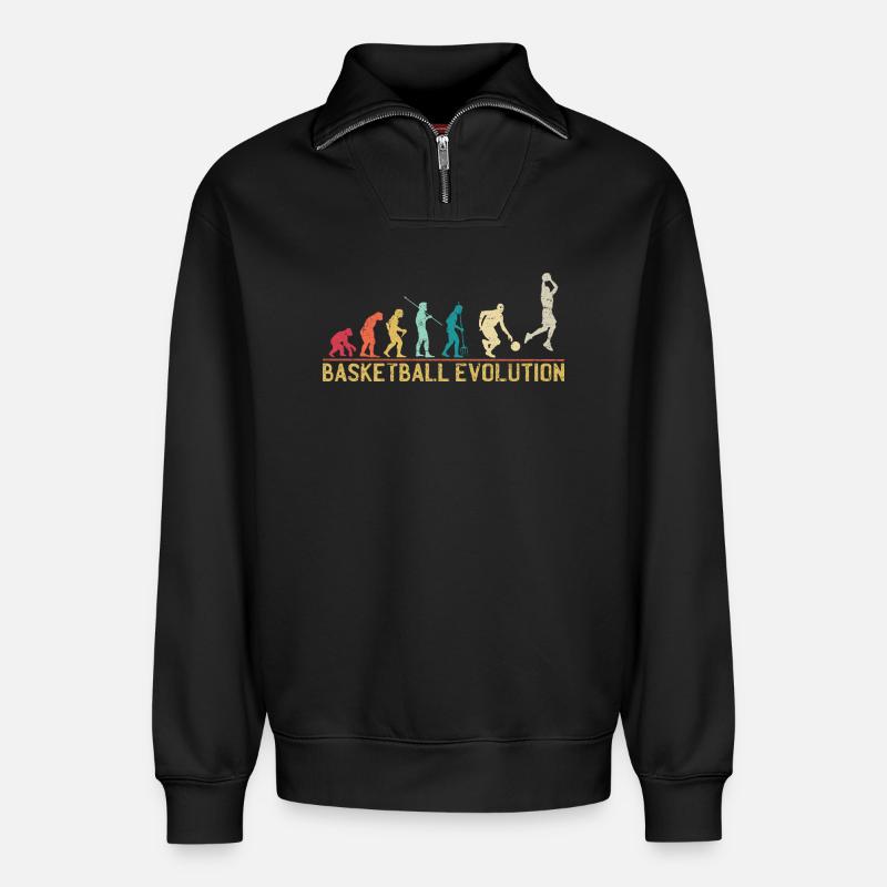 Basketball-Evolutions-Fortschrittsdesign - Relaxed Unisex Organic Half Zip Sweatshirt – von SPREAD - Schwarz