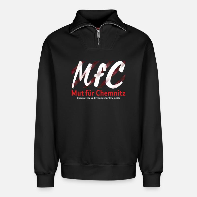 Chemnitz Courage pour Chemnitz - Sweat unisexe décontracté en coton biologique à demi-zip – de SPREAD - noir