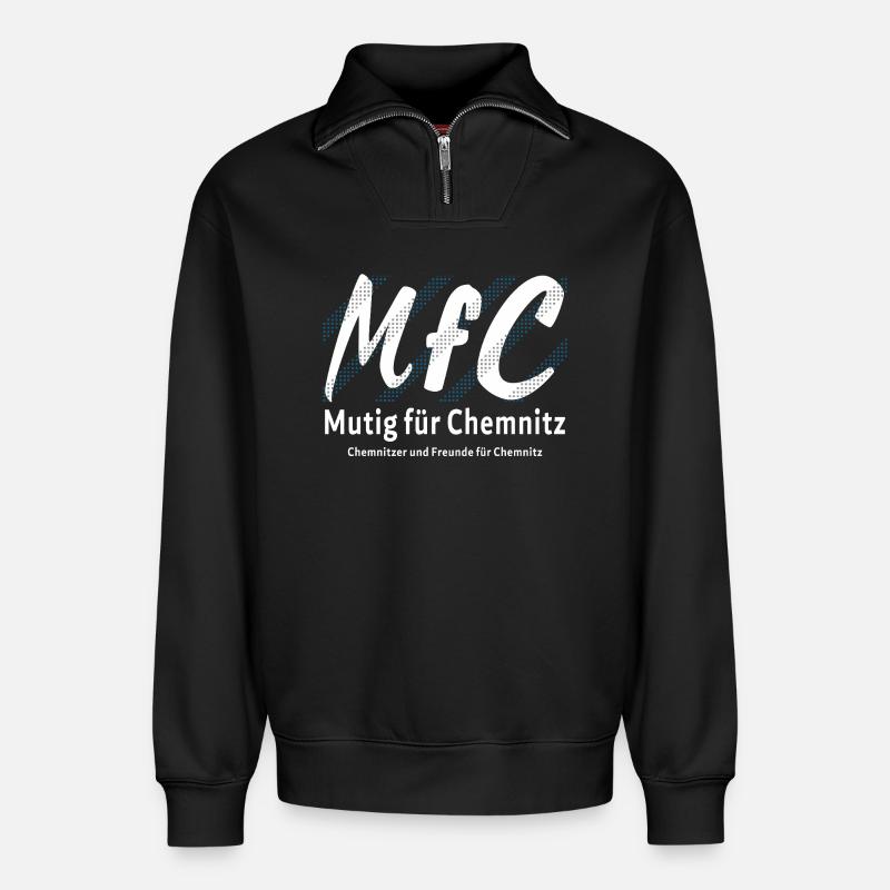 Chemnitz Courageous for Chemnitz - Relaxed Unisex Organic Half Zip Sweatshirt – by SPREAD - black