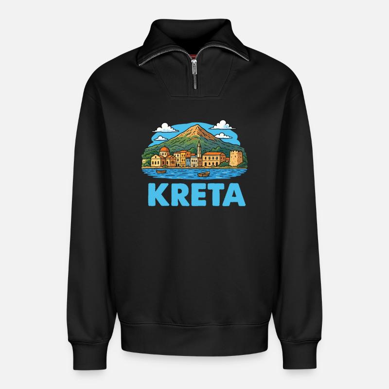 Kreta Insel - Relaxed Unisex Organic Half Zip Sweatshirt – von SPREAD - Schwarz