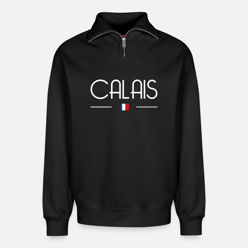 Calais - Relaxed Unisex Organic Half Zip Sweatshirt – von SPREAD - Schwarz