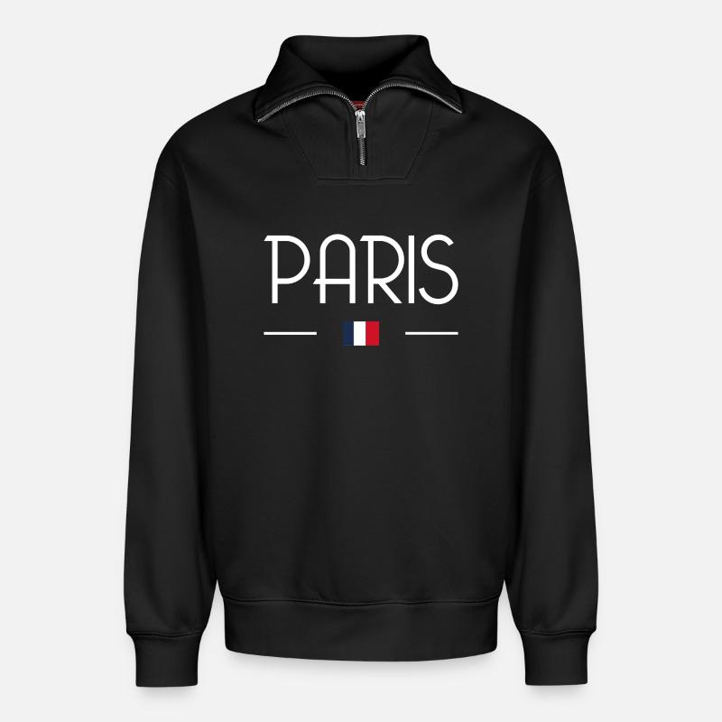 Paris - Relaxed Unisex Organic Half Zip Sweatshirt – von SPREAD - Schwarz