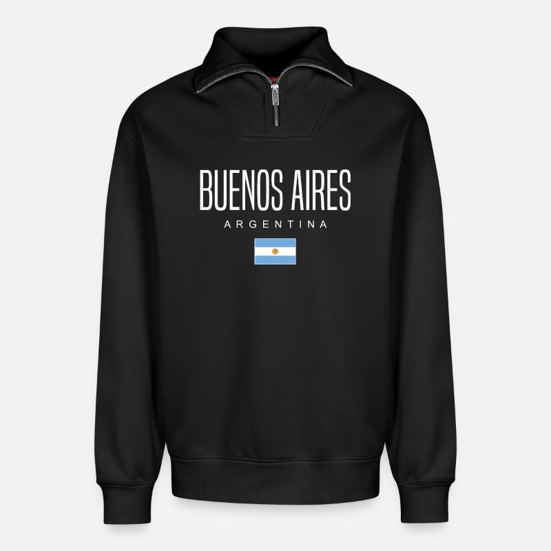 Buenos Aires Argentinien Argentinier - Relaxed Unisex Organic Half Zip Sweatshirt – von SPREAD - Schwarz