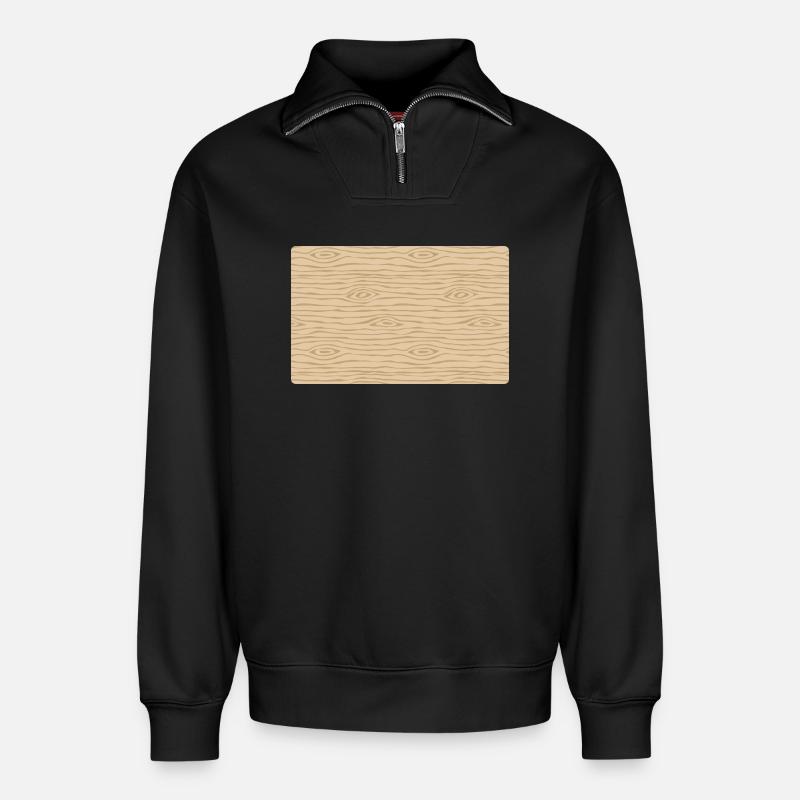 Schneidebrett-Design aus Holz - Relaxed Unisex Organic Half Zip Sweatshirt – von SPREAD - Schwarz