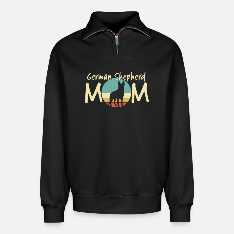 Deutscher Schäferhund Mama Retro Design - Relaxed Unisex Organic Half Zip Sweatshirt – von SPREAD - Schwarz