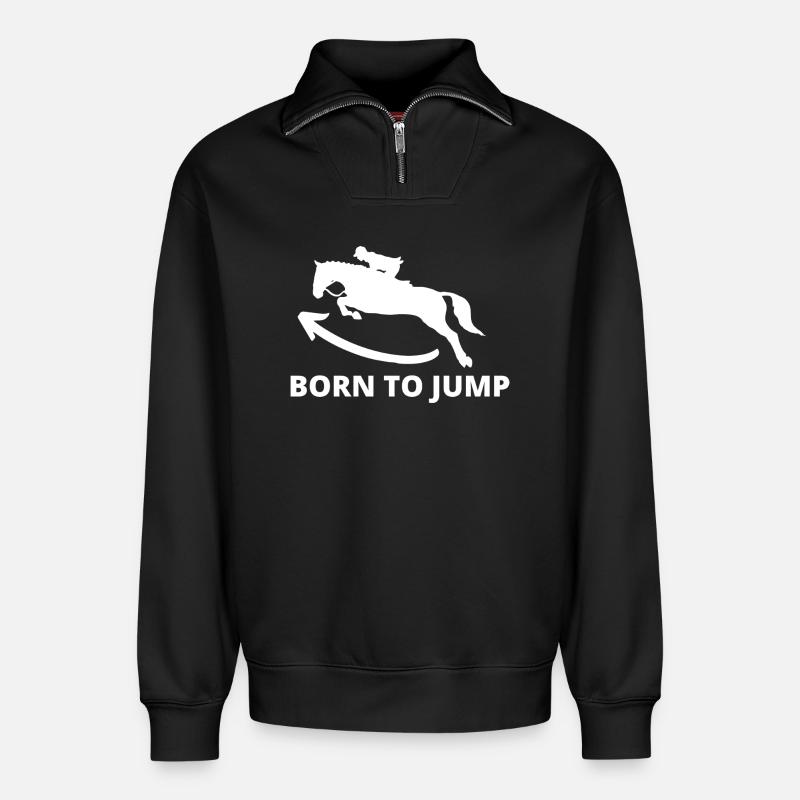 Étalon de saut dynamique - Sweat unisexe décontracté en coton biologique à demi-zip – de SPREAD - noir