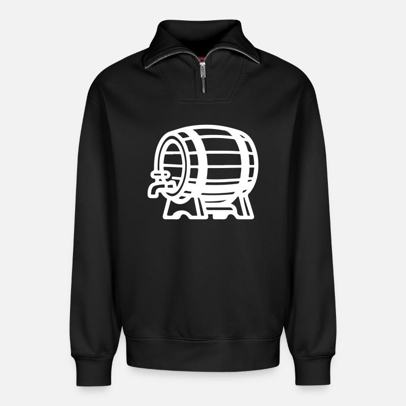 Bierfass Symbol Brauerei - Relaxed Unisex Organic Half Zip Sweatshirt – von SPREAD - Schwarz