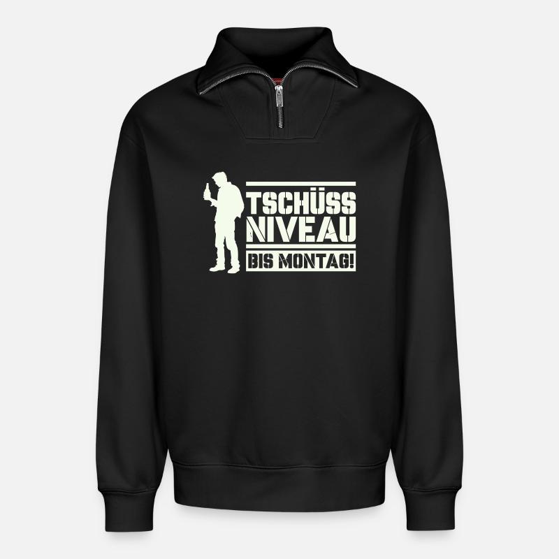 Bye bye level until Monday - Relaxed Unisex Organic Half Zip Sweatshirt – by SPREAD - black