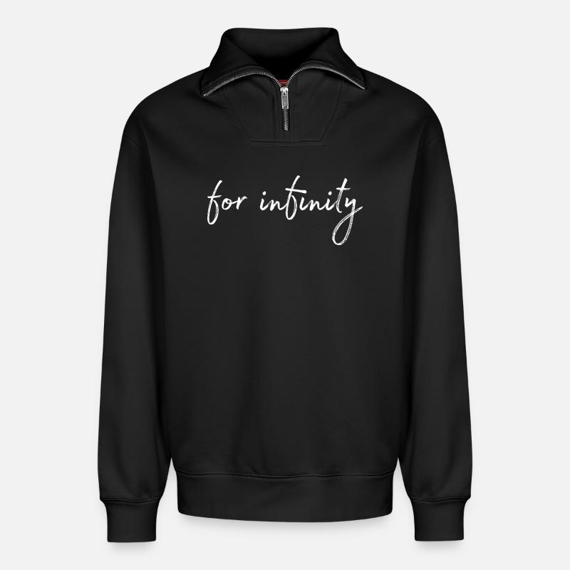 for infinity - Relaxed Unisex Organic Half Zip Sweatshirt – by SPREAD - black