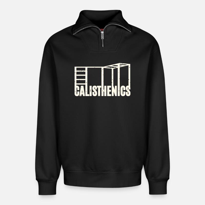 Calisthenics - Relaxed Unisex Organic Half Zip Sweatshirt – von SPREAD - Schwarz