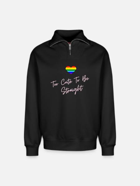 Rainbow Heart Pride LGBTQ Design - Relaxed Unisex Organic Half Zip Sweatshirt – by SPREAD - black
