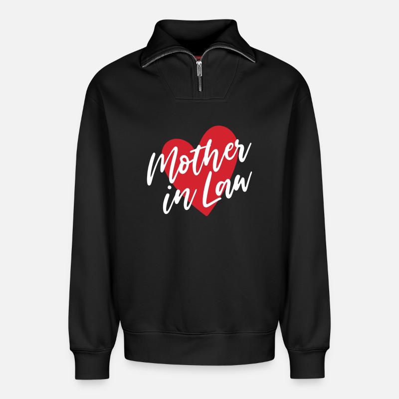 Schwiegermutter - Relaxed Unisex Organic Half Zip Sweatshirt – von SPREAD - Schwarz