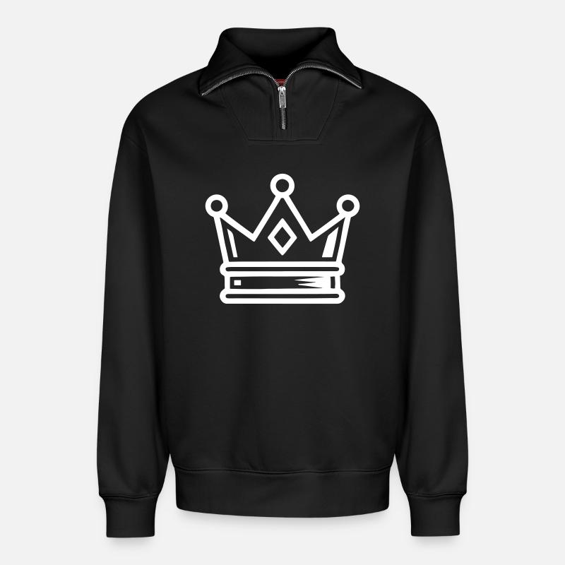 Krone Symbol - Relaxed Unisex Organic Half Zip Sweatshirt – von SPREAD - Schwarz