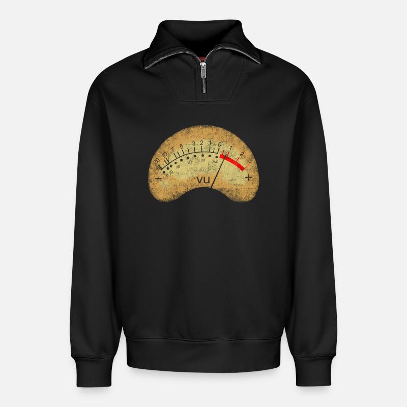Analoges VU-Messgerät - Relaxed Unisex Organic Half Zip Sweatshirt – von SPREAD - Schwarz