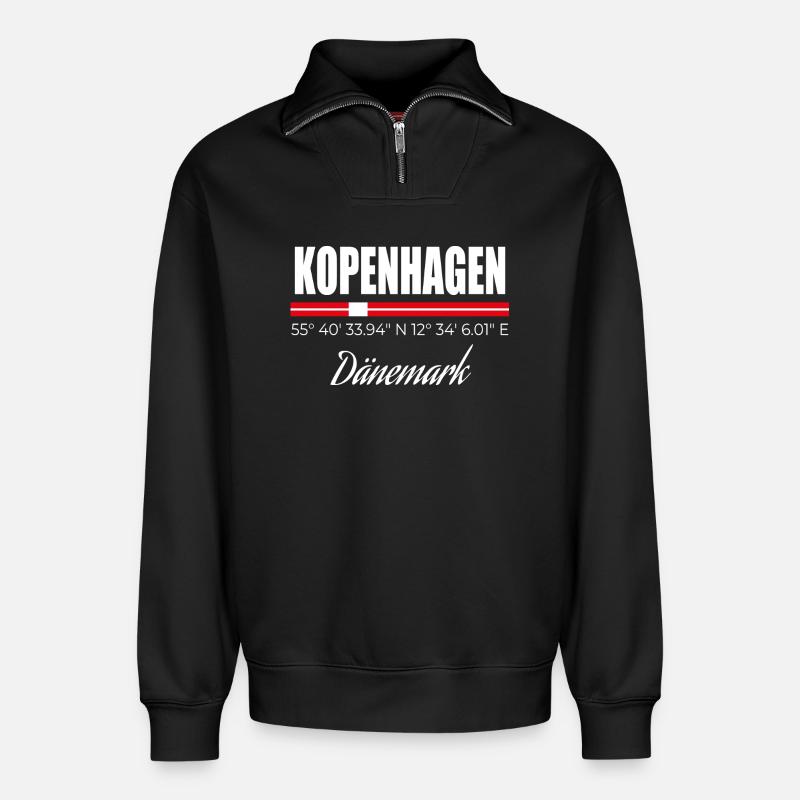 Copenhague - Sweat unisexe décontracté en coton biologique à demi-zip – de SPREAD - noir