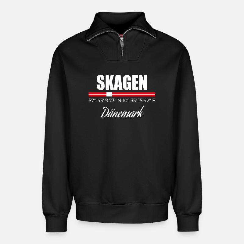 Skagen - Relaxed Unisex Organic Half Zip Sweatshirt – by SPREAD - black
