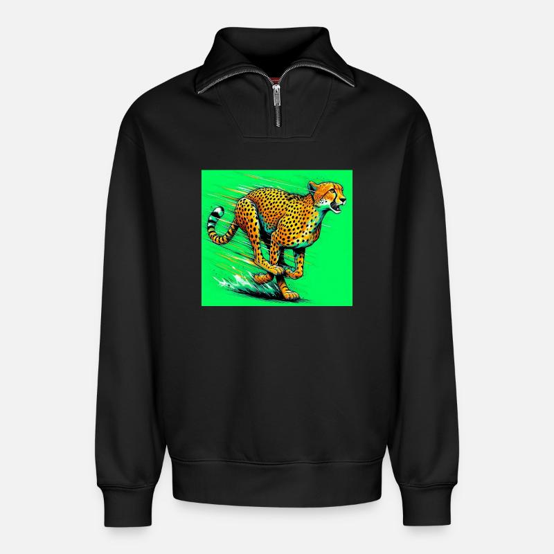 Gepard - Relaxed Unisex Organic Half Zip Sweatshirt – von SPREAD - Schwarz