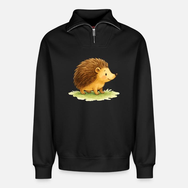 Igel Comic - Relaxed Unisex Organic Half Zip Sweatshirt – von SPREAD - Schwarz