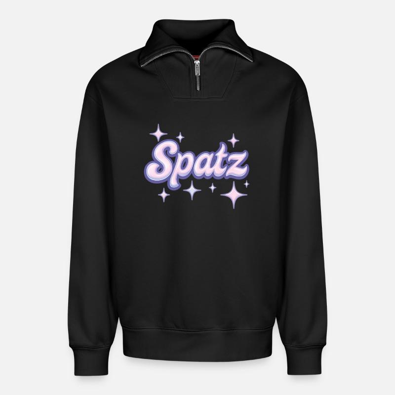 Spatz / Y2K Design - Relaxed Unisex Organic Half Zip Sweatshirt – by SPREAD - black