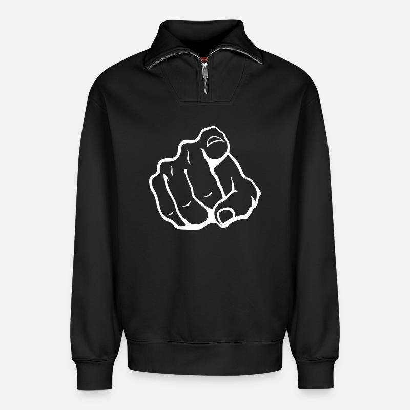 Silhouette de l’index - Sweat unisexe décontracté en coton biologique à demi-zip – de SPREAD - noir