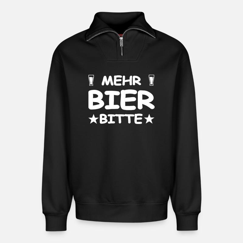 Bier - Relaxed Unisex Organic Half Zip Sweatshirt – von SPREAD - Schwarz