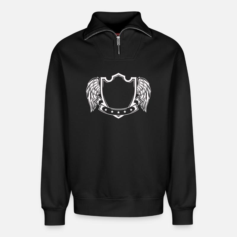 Wappen - Relaxed Unisex Organic Half Zip Sweatshirt – von SPREAD - Schwarz