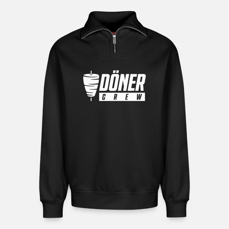 Döner Crew - Relaxed Unisex Organic Half Zip Sweatshirt – von SPREAD - Schwarz