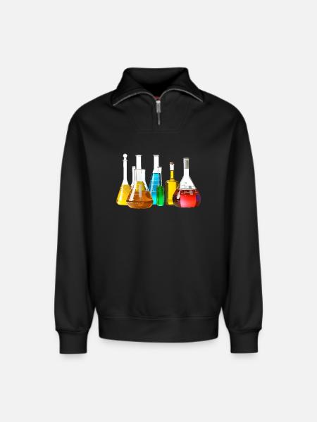 Bunte Laborgläser Kollektion - Relaxed Unisex Organic Half Zip Sweatshirt – von SPREAD - Schwarz