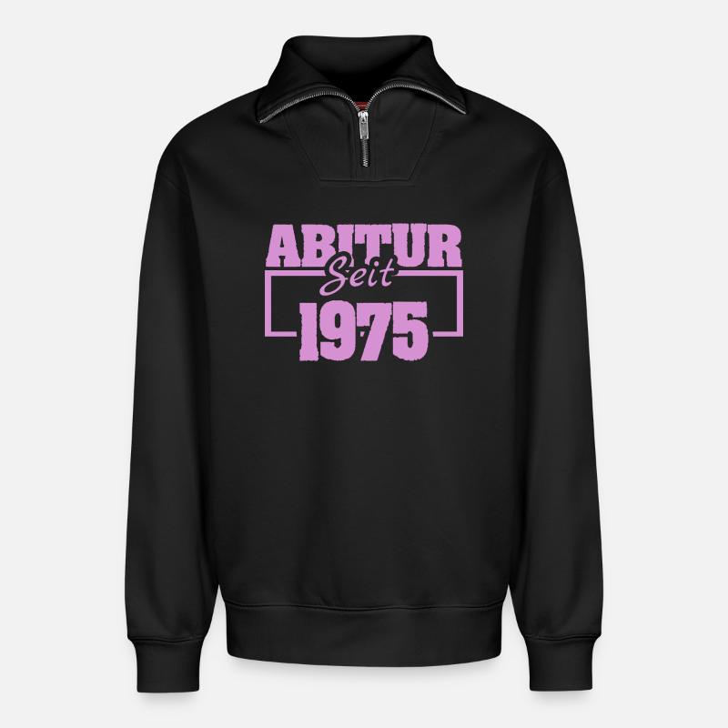 1975 - Relaxed Unisex Organic Half Zip Sweatshirt – von SPREAD - Schwarz