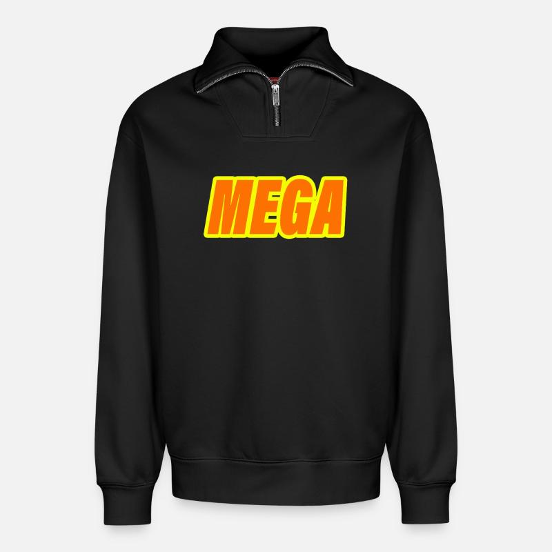 MEGA - Relaxed Unisex Organic Half Zip Sweatshirt – von SPREAD - Schwarz