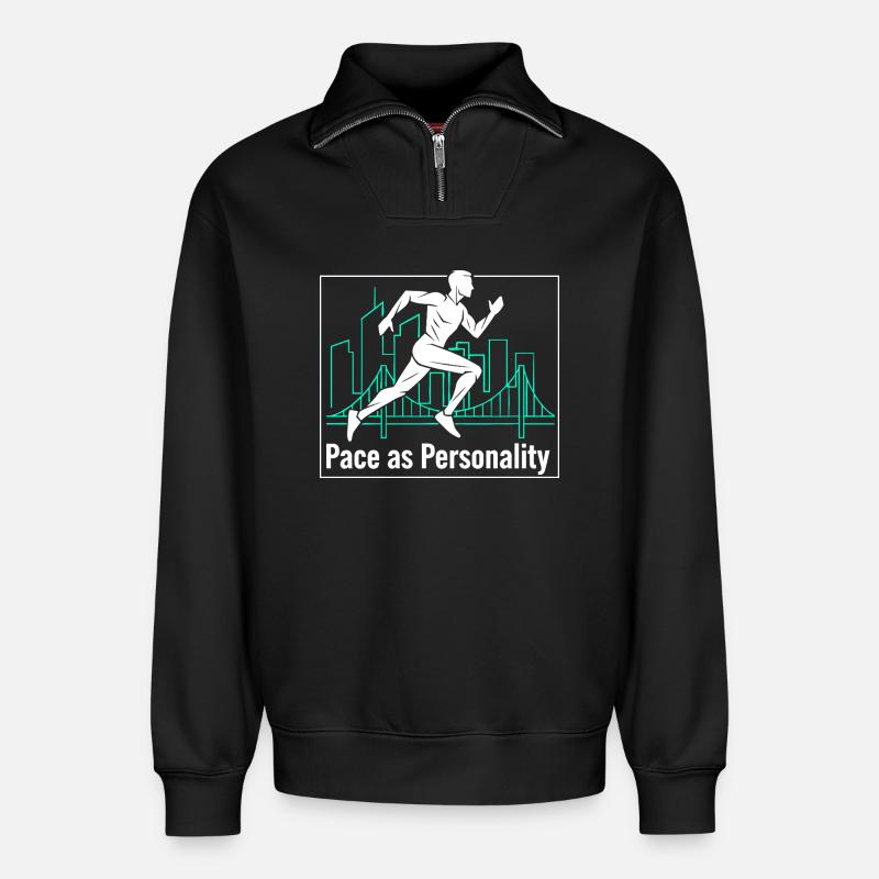 Pace as Personality - Relaxed Unisex Organic Half Zip Sweatshirt – von SPREAD - Schwarz