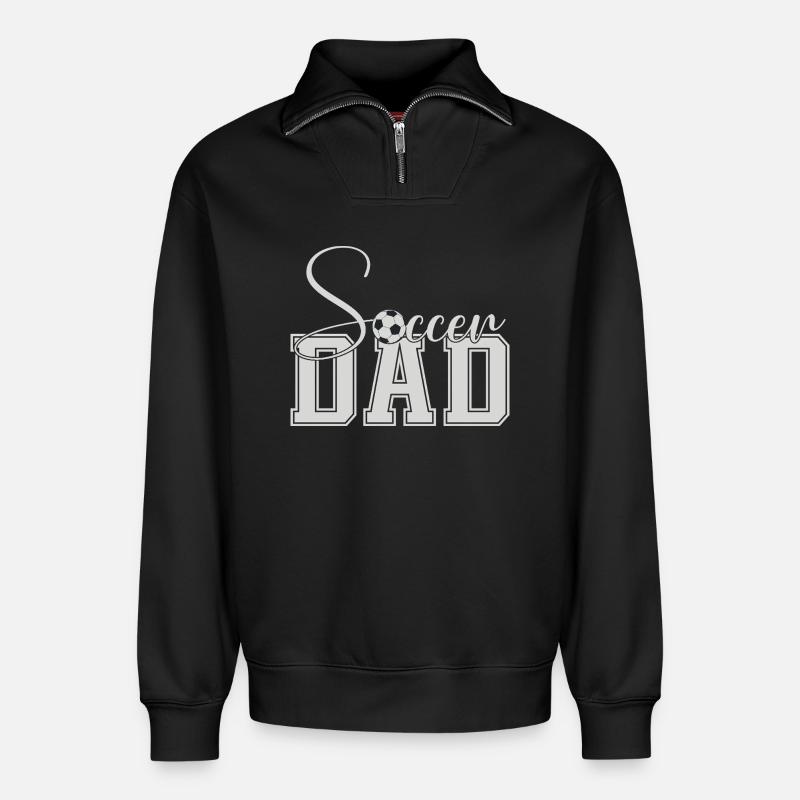 Fußball Papa Uni Block Text - Relaxed Unisex Organic Half Zip Sweatshirt – von SPREAD - Schwarz