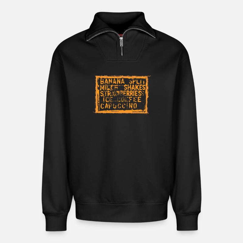 Banana Split Mix Muster - Relaxed Unisex Organic Half Zip Sweatshirt – von SPREAD - Schwarz