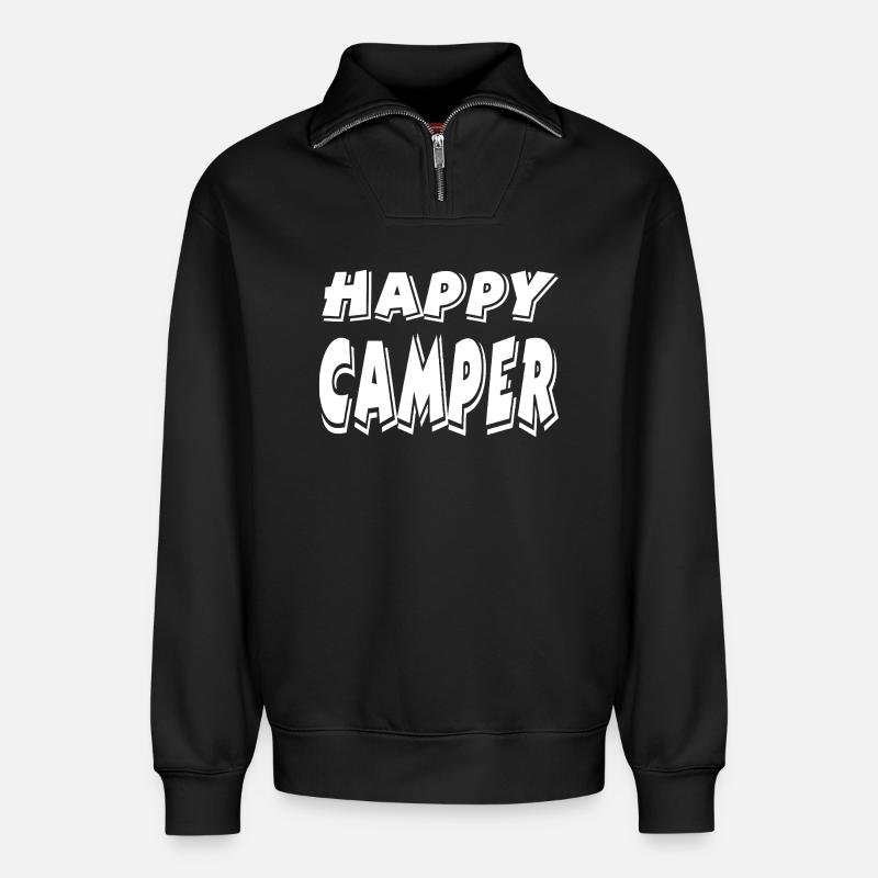 Camper - Relaxed Unisex Organic Half Zip Sweatshirt – von SPREAD - Schwarz