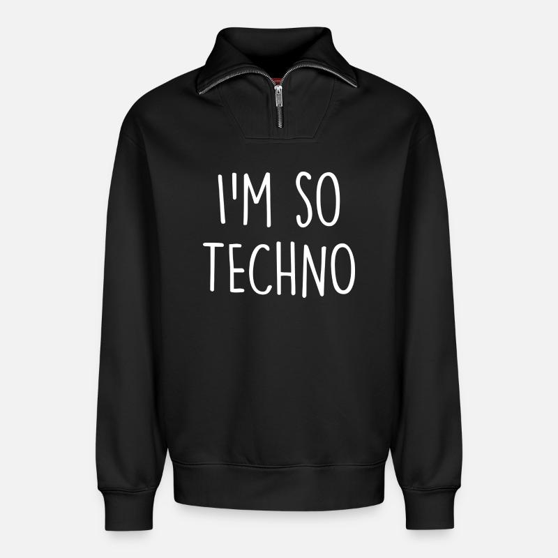 Techno - Relaxed Unisex Organic Half Zip Sweatshirt – von SPREAD - Schwarz